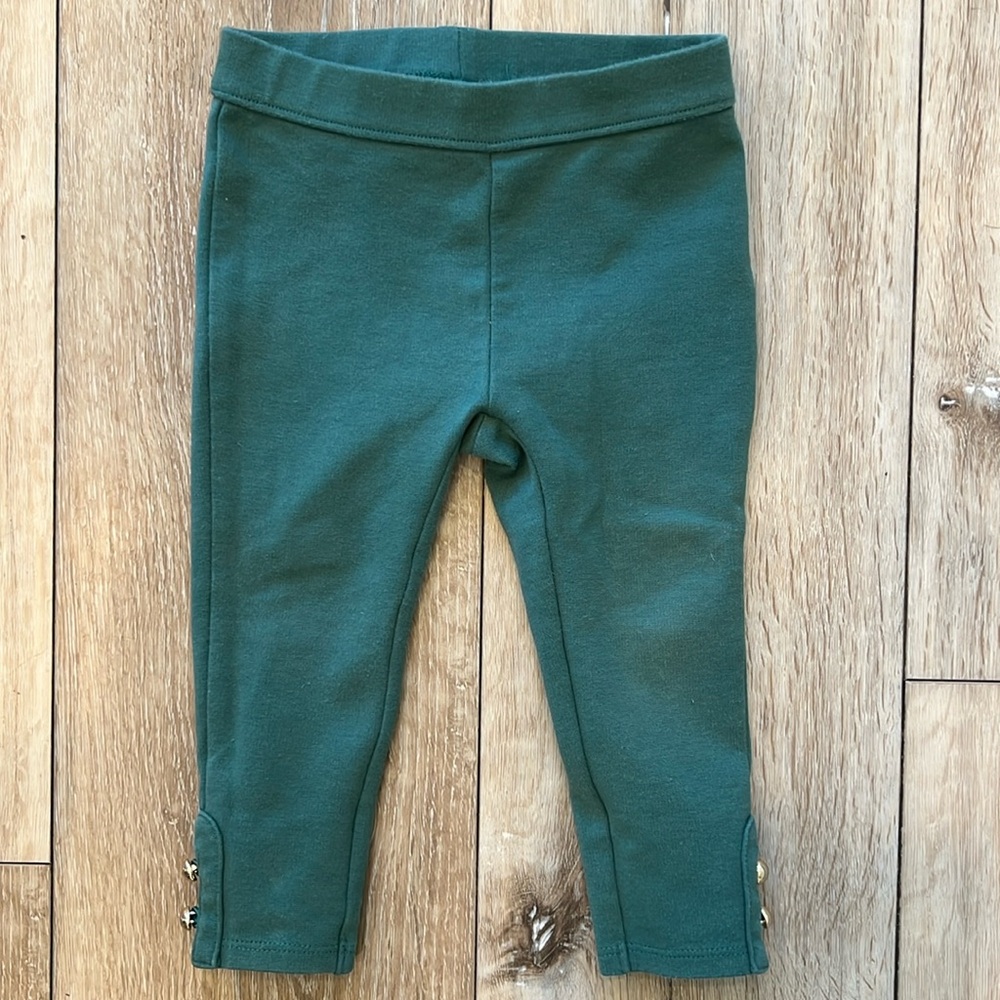 Jamie and Jack, Button Cuff Ponte Pant, green, size 12-18 months
